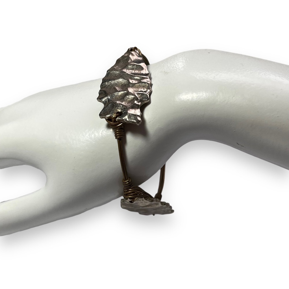 Handmade Arrowhead Bracelet, Wire Wrapped Metal